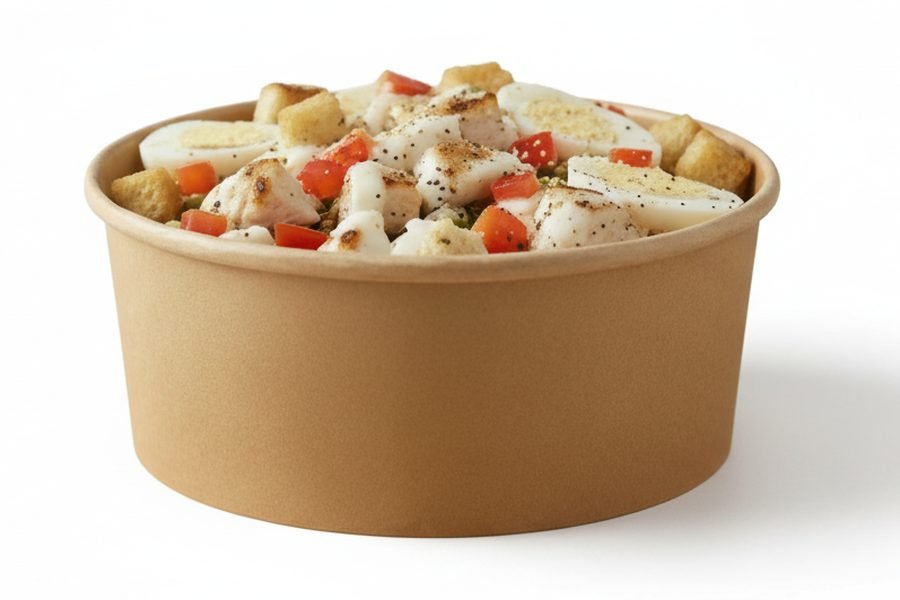 Salade La Césarde : poulet rôti, croûtons, parmesan et sauce César – Click'N Salad
