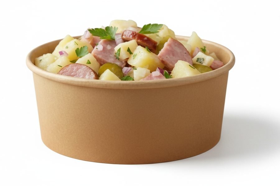 Salade La Franc-Comtoise : pommes de terre, saucisse de Morteau IGP et morbier – Click'N Salad
